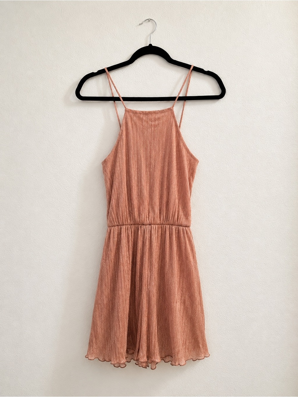 Charlotte Russe Dusty Rose Pleated Spaghetti Strap Mini Romper Women Size Small